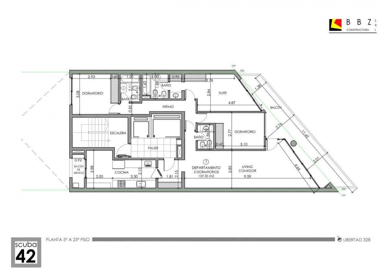 Venta Departamento Tres Dormitorios Av Libertad 300 Vista Al Rio Con Cochera Estrenar