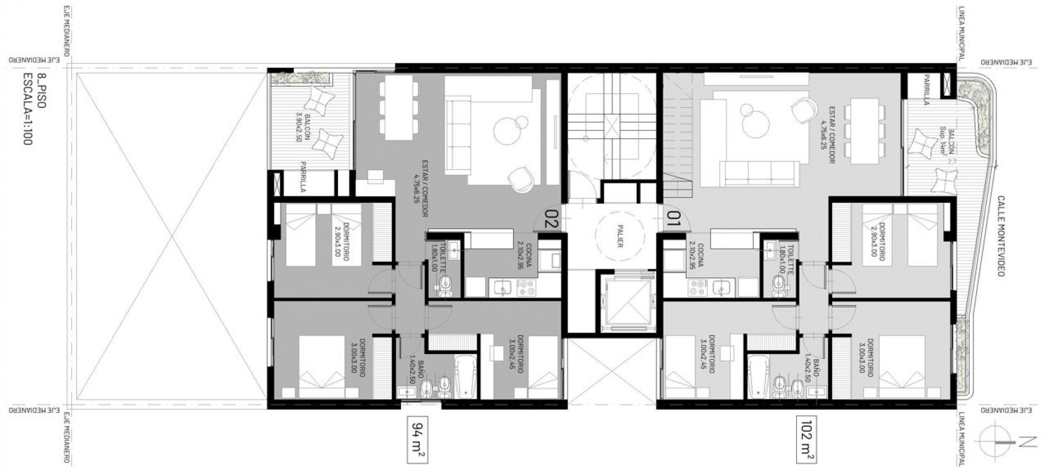 VENTA DEPATAMENTO TRES DORMITORIOS AL CONTRAFRENTE CON BALCON MONTEVIDEO 900 POZO!