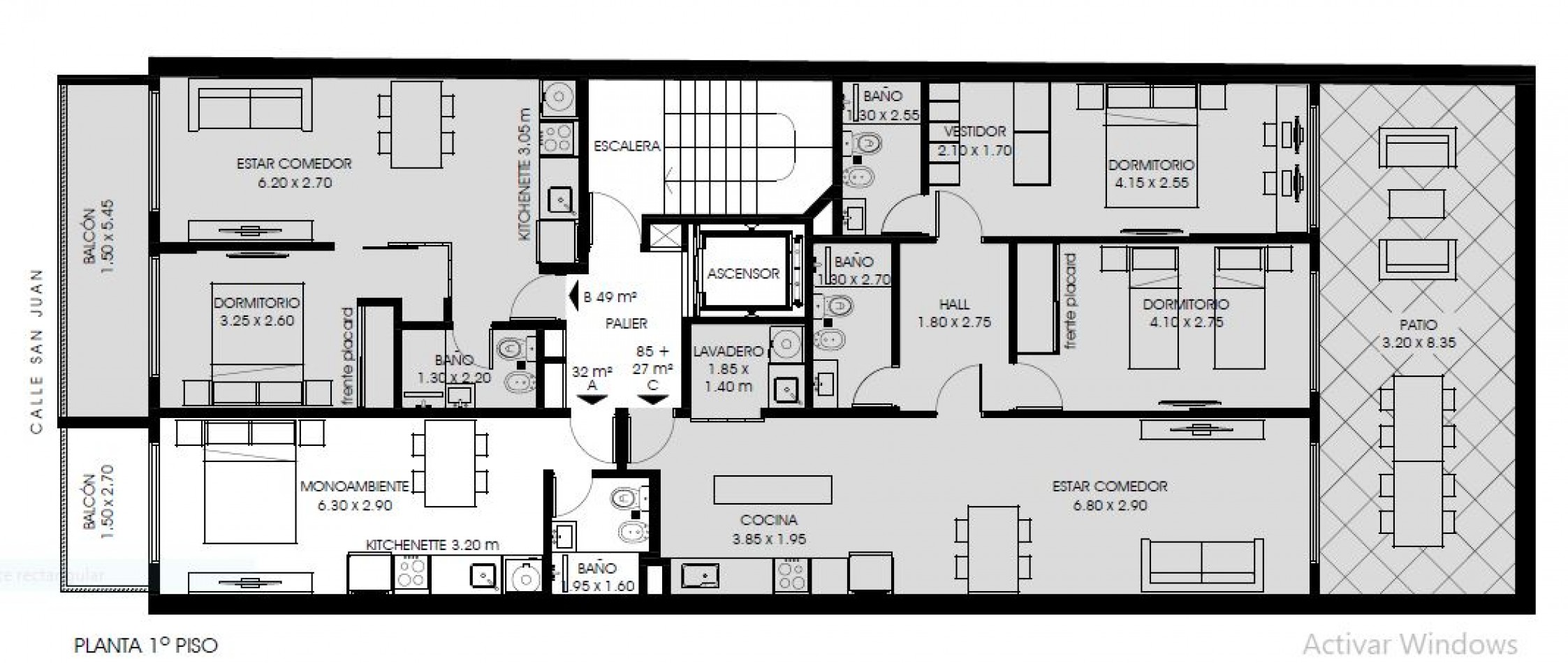 VENTA DEPARTAMENTO DOS DORMITORIOS PRIMER PISO SAN JUAN Y PARAGUAY 50% Y 12 MESES AZ