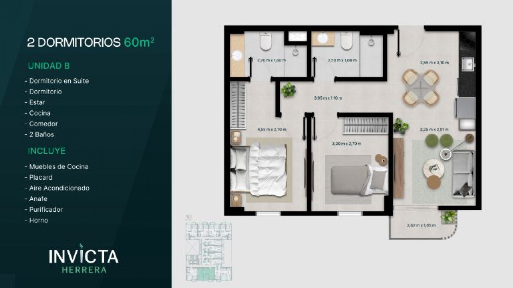 VENTA DEPARTAMENTO DOS DORMITORIOS EN ASUNCION DEL PARAGUAY, RENTA PERMANENTE MENSUAL DE  826 DOLARES